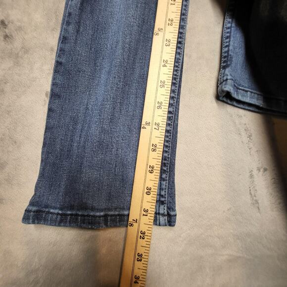 Levis 524 Too Superlow Jeans Womens 9M Blue Low Rise Stretch Straight Leg Denim - Picture 7 of 11